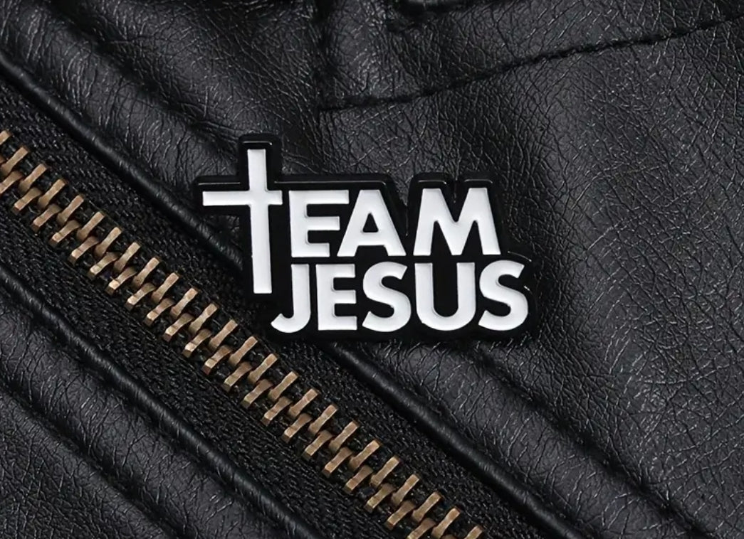 Team Jesus enamel pin.